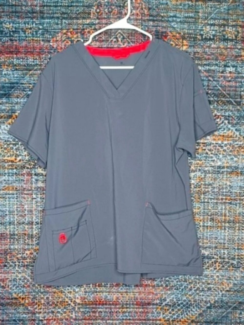 Carhartt womens gray an pink trim Force vneck scrub top XL